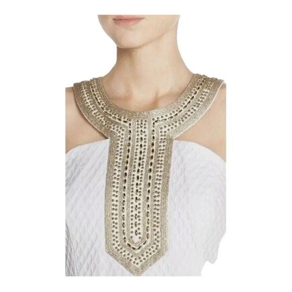 Lilly Pulitzer Adelina White Dress Gold Beaded Neckline sz 4 - Picture 5 of 10